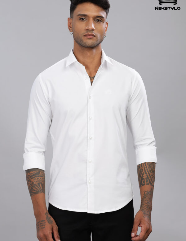 Plain Slim Fit White Shirt