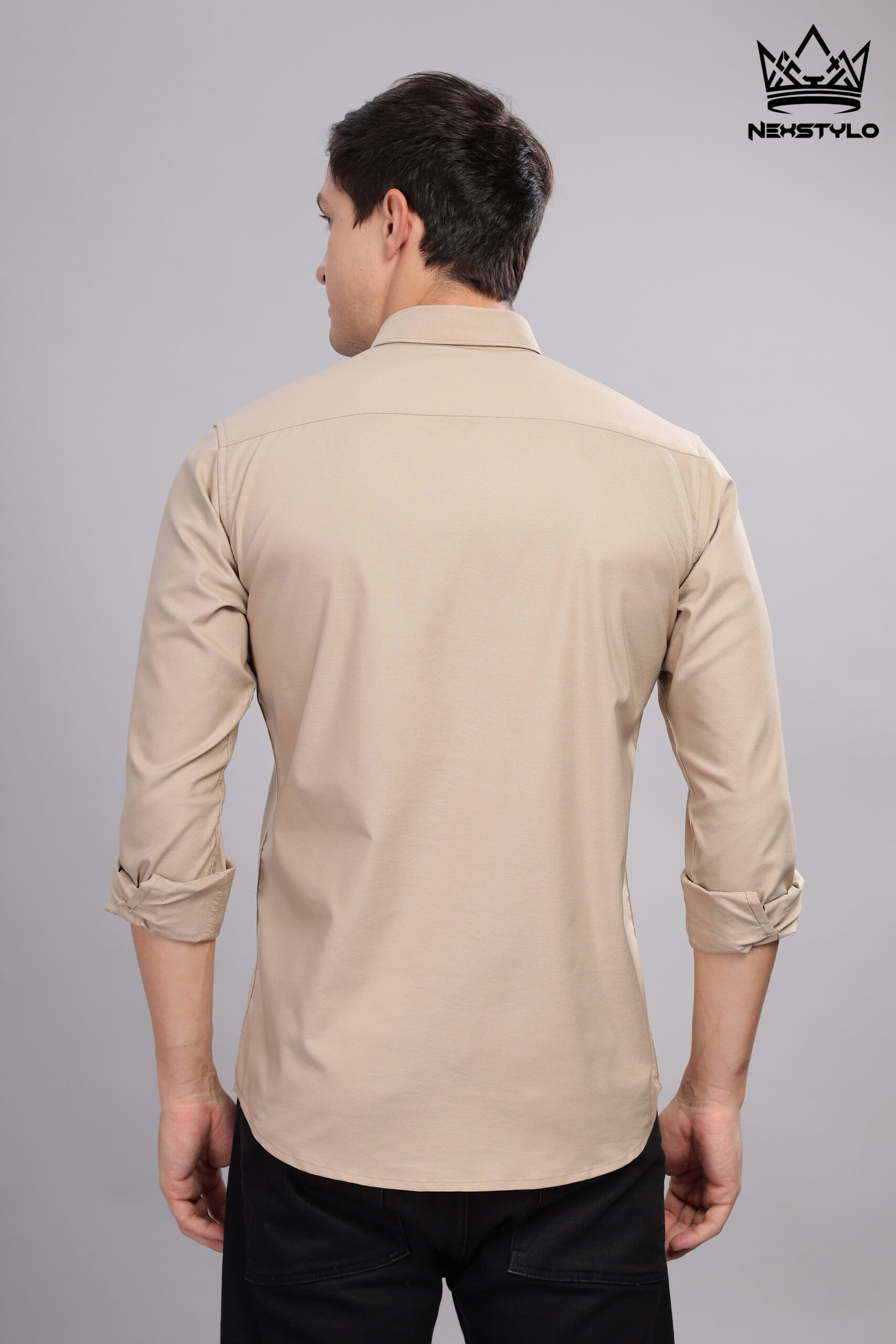 Plain Slim Fit Fawn Shirt - Image 2