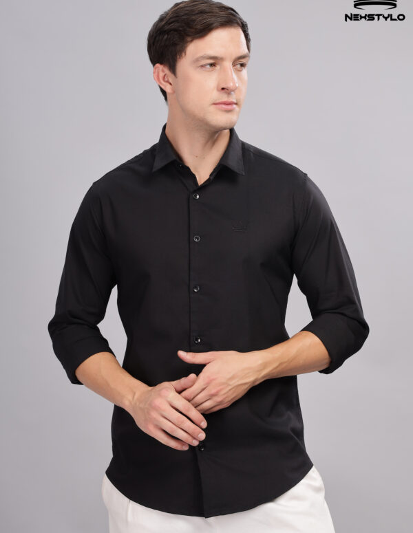 Plain Slim Fit Black Shirt
