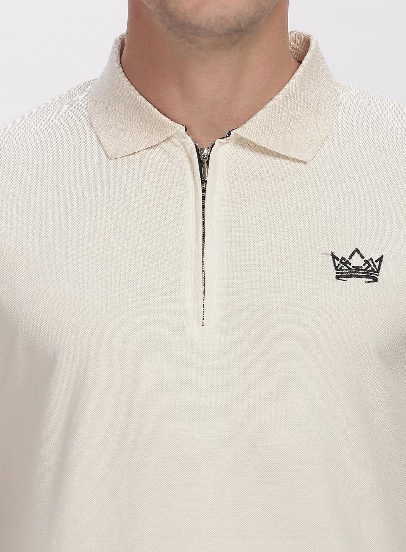 Off white Zipper Polo T-shirt - Image 5