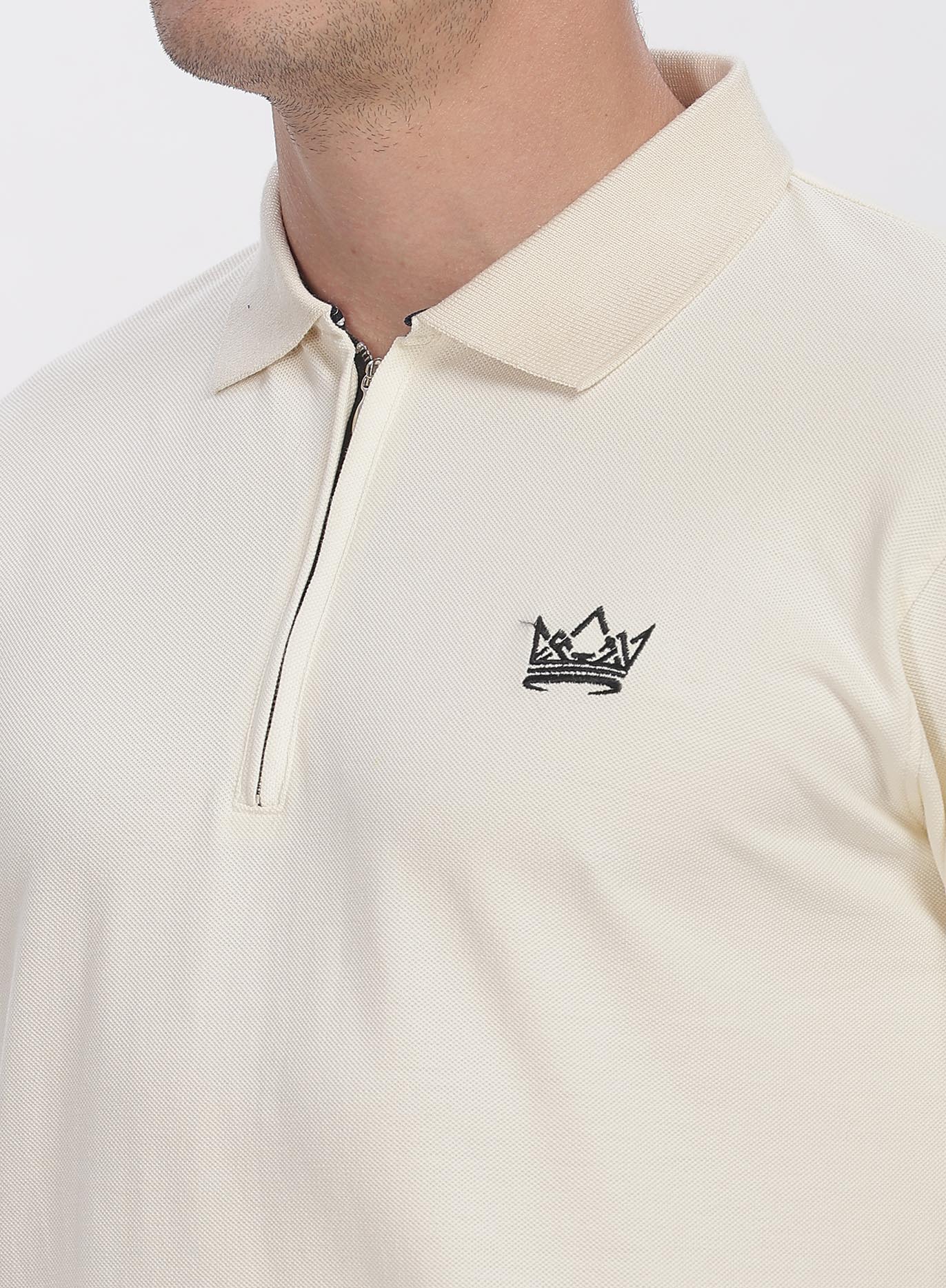 Off white Zipper Polo T-shirt - Image 4