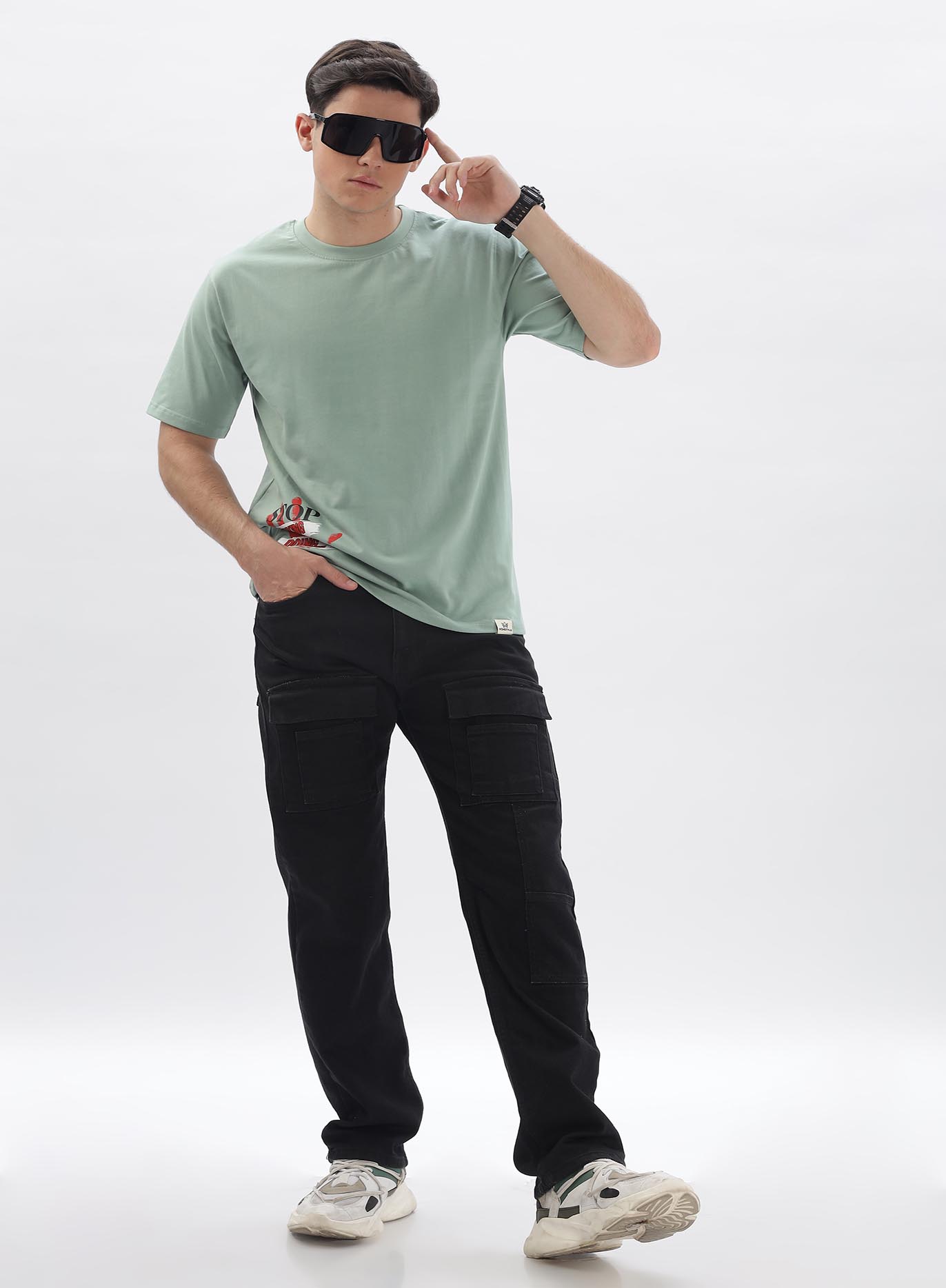Olive Green Slim Fit Stop Thinking Start Doing... - Image 8