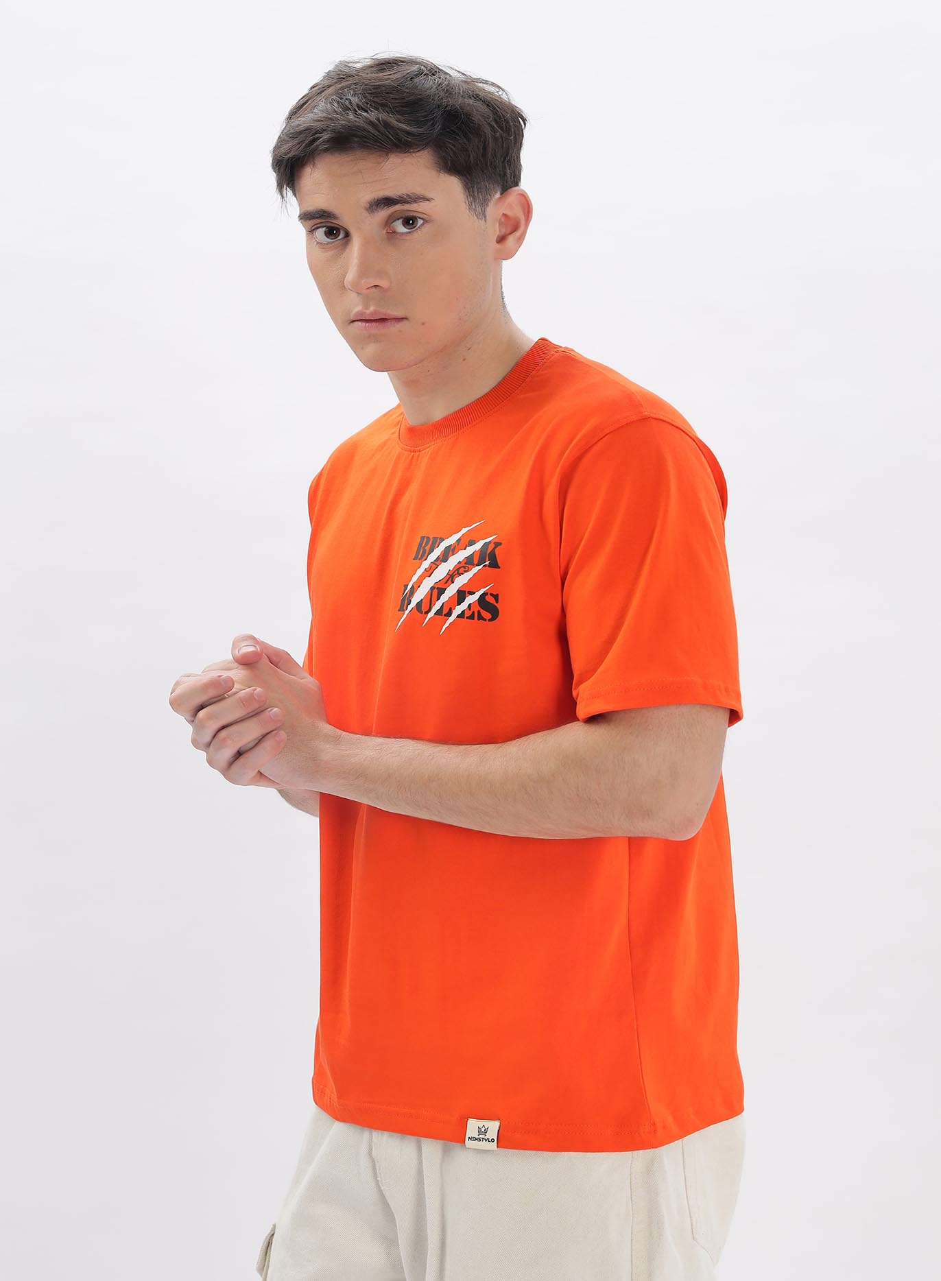 Orange Slim Fit T-shirts Break the rules - Image 4