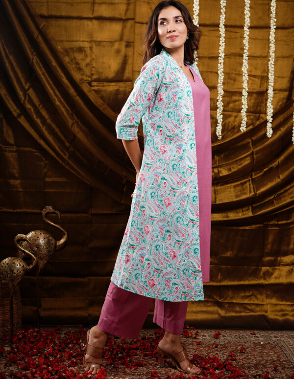 Kurta Set with long printed jacket