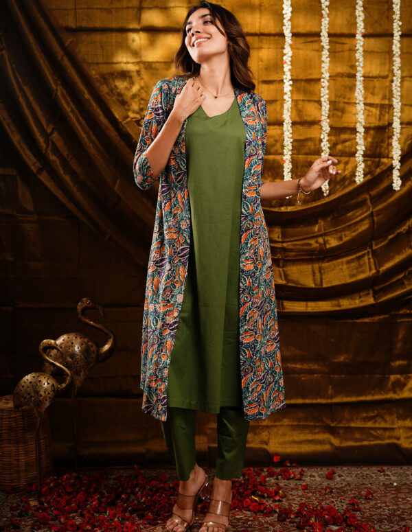 Kurta Set  With Long Printed Jacket