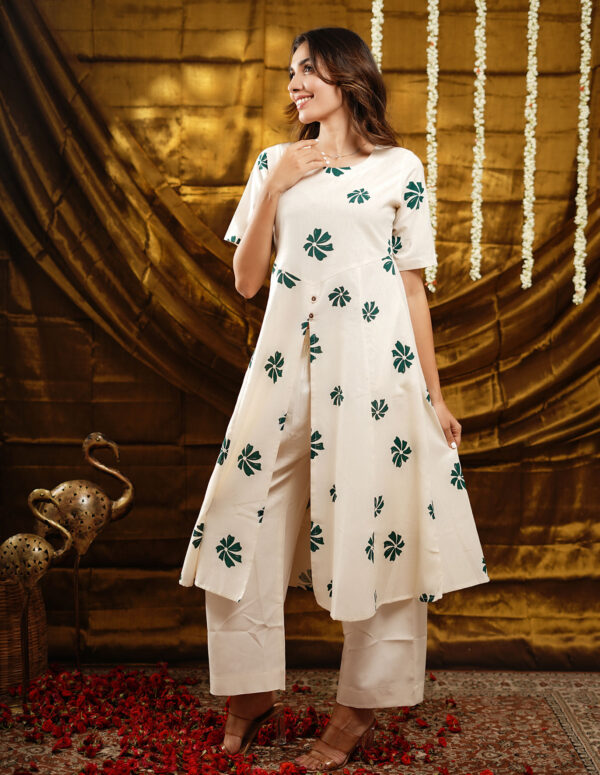 Centre Split Printed Kurta pant set